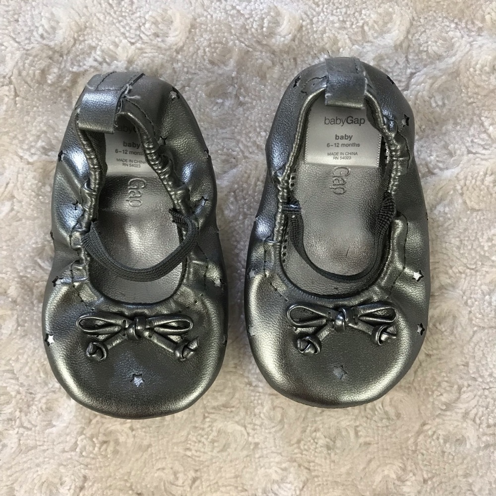 Baby Gap Ballet Flats 6-12 Months Gray Star Bow